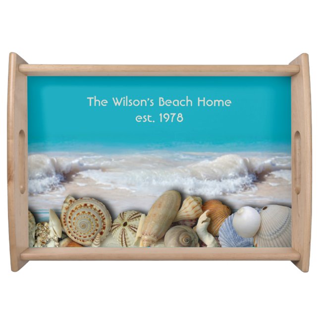 Family Name Est. Tropical Seashells Serving Tray (Front)