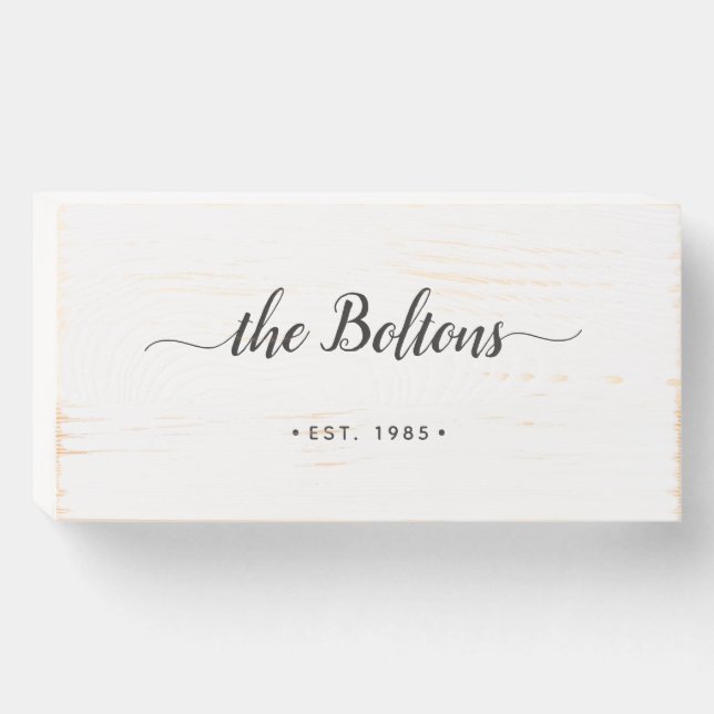 Family Name Established Rustic Wooden Box Sign (Front Horizontal)