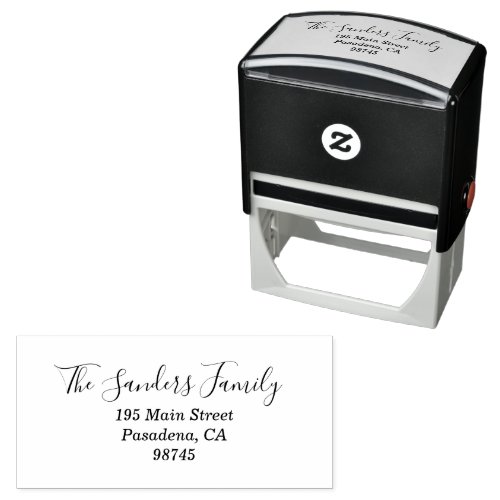 Family Name Fancy Script Return Address Self_inking Stamp