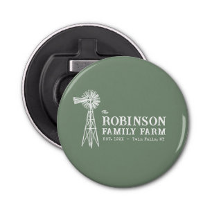 Family Name Farm Rustic Windmill Sage Green Bottle Opener