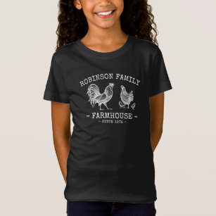 Family Name Farmhouse Rooster Hen Chicks T-Shirt