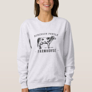 Family Name Farmhouse Rustic Dairy Milk Cow Sweatshirt