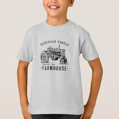 Family Name Farmhouse Rustic Vintage Tractor T_Shirt