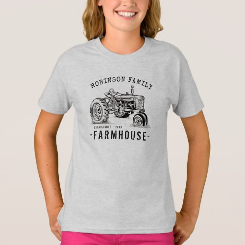Family Name Farmhouse Rustic Vintage Tractor T_Shirt