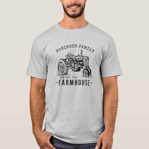 Family Name Farmhouse Rustic Vintage Tractor T_Shirt