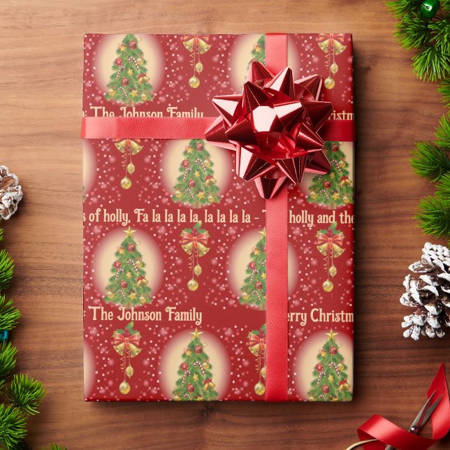 Family Name & Favorite Christmas Songs Classic Wrapping Paper (Creator Uploaded)