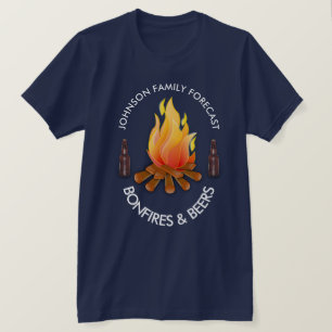 "(Family Name) Forecast: Bonfires and Beers" T-Shirt