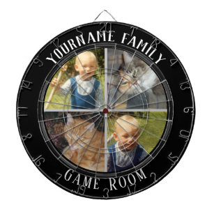 Family Name Four Photo Game Room Dart Board