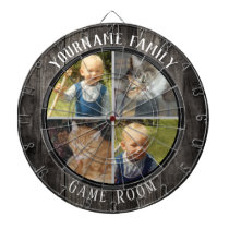 Family Name Four Photo Game Room Dart Board