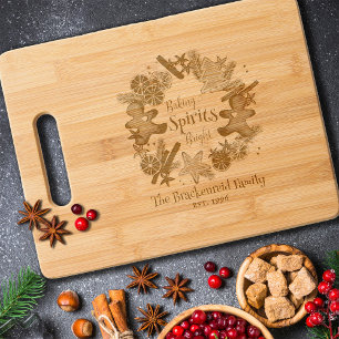 Family Name Gingerbread Citrus Spices Christmas Engraved Cutting Board