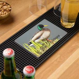 Family Name Green Headed Mallard Duck Bar Mat