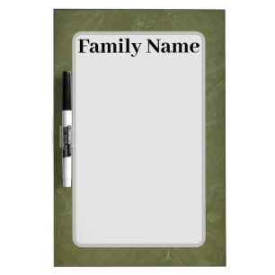 Family Name Green Stucco Frame Dry Erase Board
