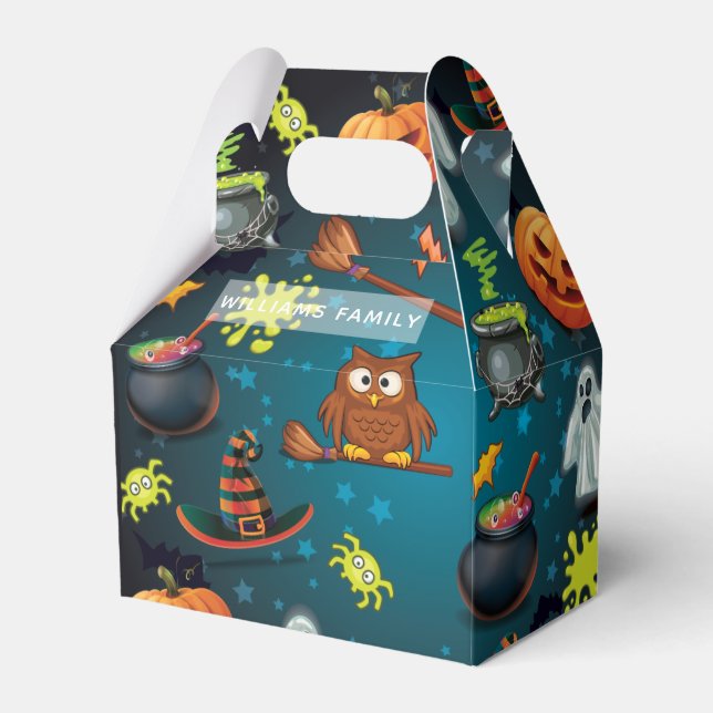 Family Name Halloween pattern Personalized Favor Boxes (Front Side)