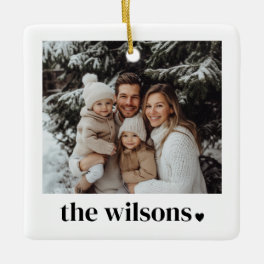 Family Name Heart Photo Ceramic Ornament