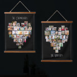 Family Name Heart Shape Photo Collage 58 Pic Black Hanging Tapestry<br><div class="desc">Custom photo display on large wall hanging, further personalized with your family names. The photo template displays your pictures in a heart shaped photo collages which hold 29 images each. Your photos are displayed in a mix of square, landscape and portrait formats and, if you have any problems with placement,...</div>