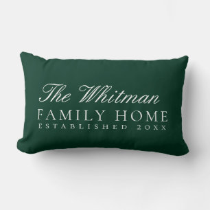 Family Name Home Green Lumbar Pillow
