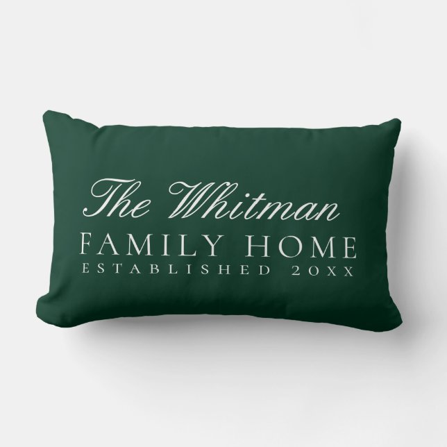 Family Name Home Green Lumbar Pillow (Front)
