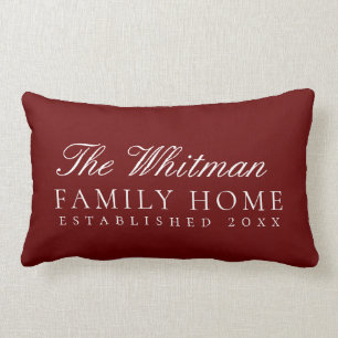 Family Name Home Red White Lumbar Pillow