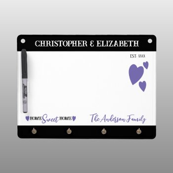 Family Name Home Sweet Home Hearts Purple Dry Erase Board With Keychain Holder by LynnroseDesigns at Zazzle