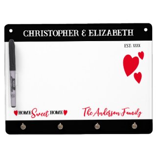 Family name home sweet home hearts red