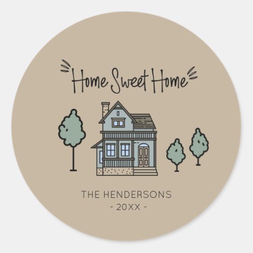 Family Name Home Sweet Home Housewarming Party Classic Round Sticker