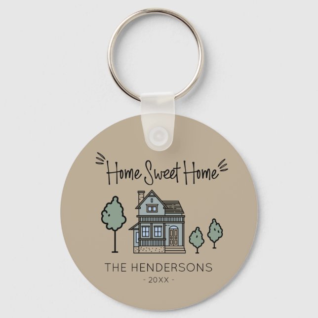 Family Name Home Sweet Home Keychain (Front)