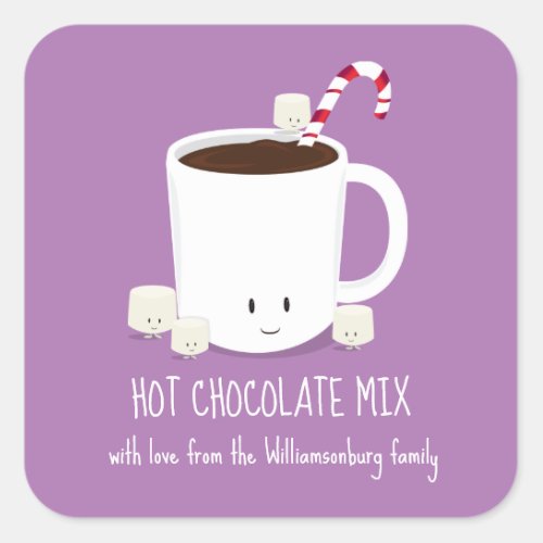 Family Name Hot Chocolate Mix Christmas Square Sticker