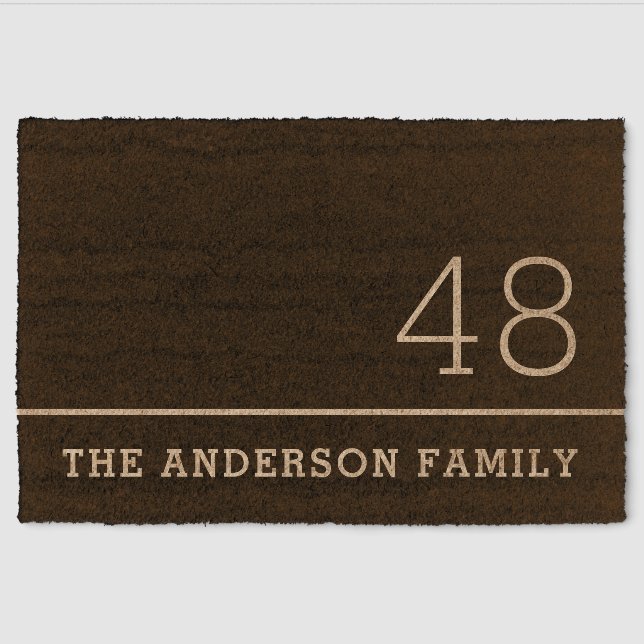 Family name house number dark fiber doormat (Front)