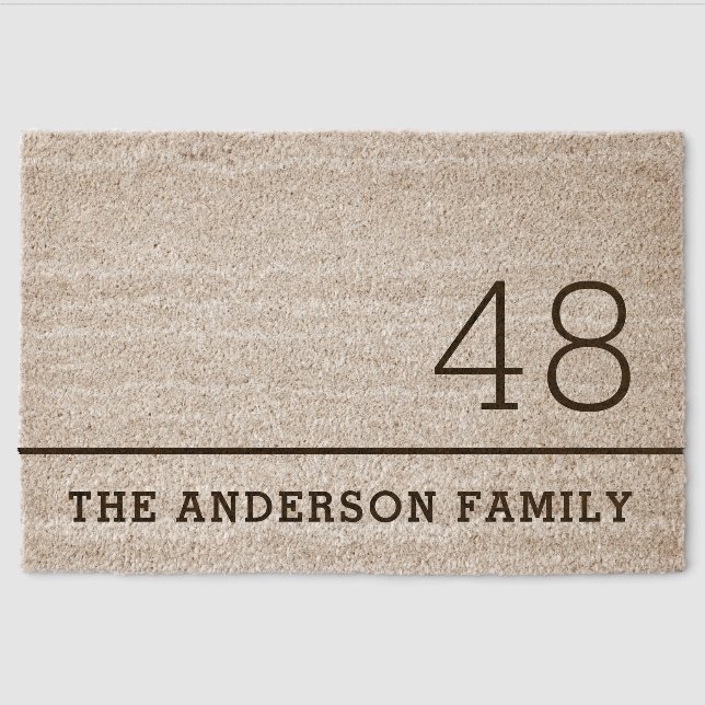 Family name house number fiber doormat (Front)