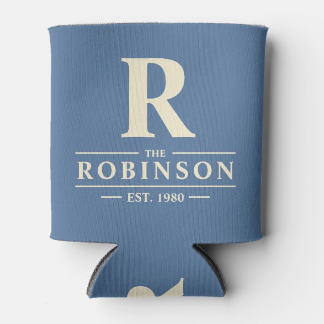 Family Name & Initial Capri Blue Can Cooler (Front)