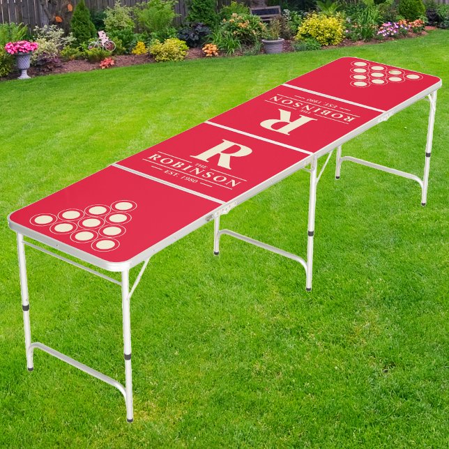 Family Name&Initial Cherry Picking Pink |Cream Cup Beer Pong Table (Creator Uploaded)