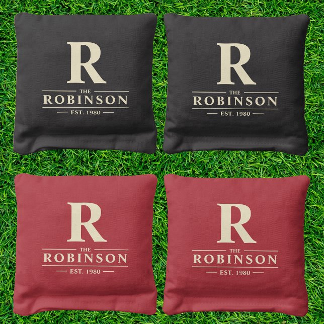 Family Name & Initial | Cream  Cornhole Bags (Creator Uploaded)