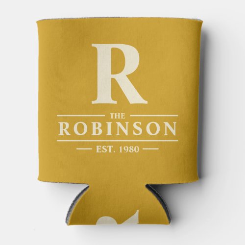 Family Name &amp; Initial Golden Ochre Can Cooler