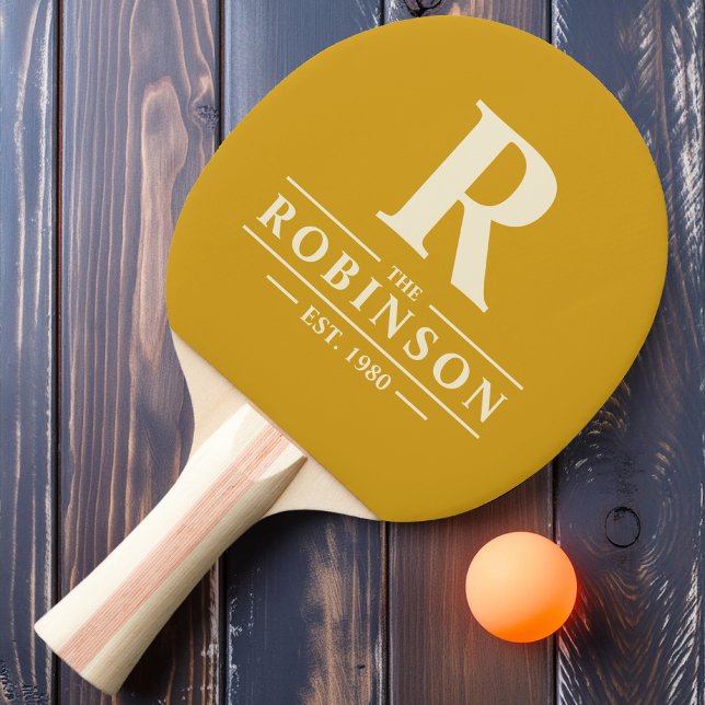 Family Name & Initial Golden Ochre Ping Pong Paddle (Creator Uploaded)