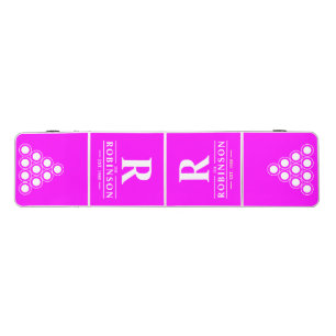 Family Name & Initial in Electric Retro Pink Beer Pong Table