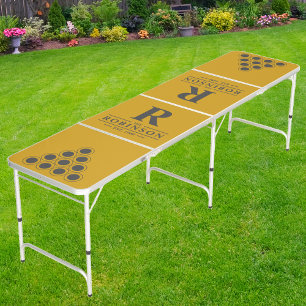 Family Name & Initial in Golden Ochre   Cup Layout Beer Pong Table