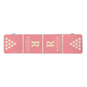 Family Name & Initial in Peach Beer Pong Table
