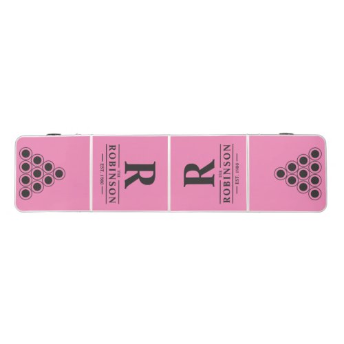 Family Name &amp; Initial in Pink and Black Beer Pong Table