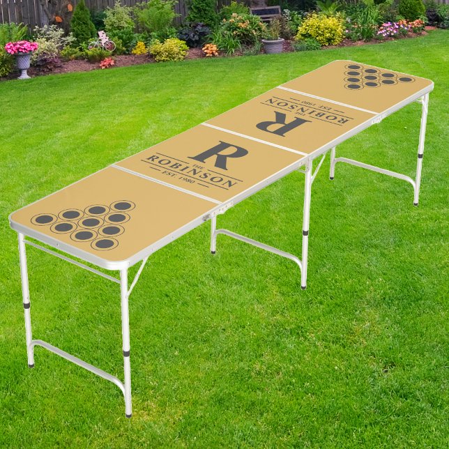 Family Name & Initial in Sand Sunrise | Cup Layout Beer Pong Table (Creator Uploaded)