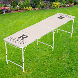 Family Name & Initial in Sandcastle Pink Beer Pong Table