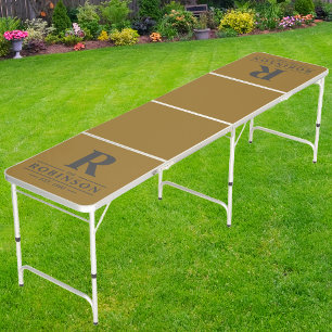 Family Name & Initial in Warm Desert Wind Beer Pong Table