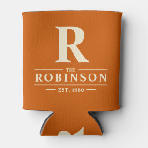 Family Name & Initial Mid-Century Pumpkin Can Cooler