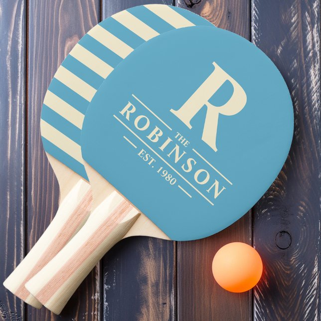 Family Name & Initial Polo Aqua Sky Ping Pong Paddle (Creator Uploaded)