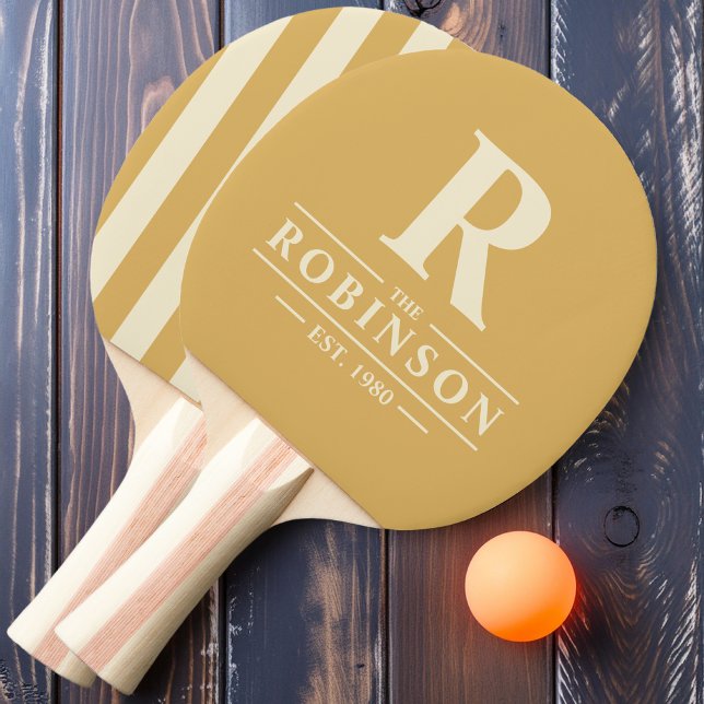 Family Name & Initial Polo Striping Sand Sunrise Ping Pong Paddle (Creator Uploaded)
