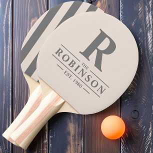 Family Name &Initial Polo Striping Sandcastle Pink Ping Pong Paddle