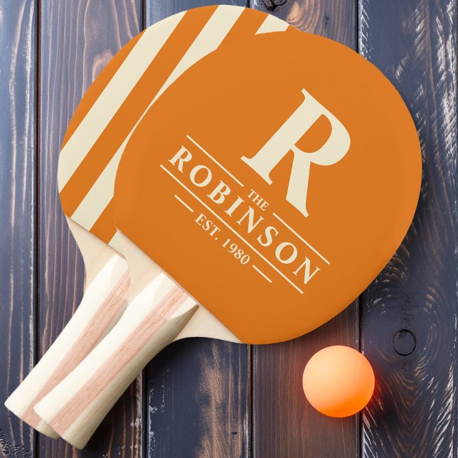 Family Name & Initial Polo Striping Warm Citrus Ping Pong Paddle (Creator Uploaded)