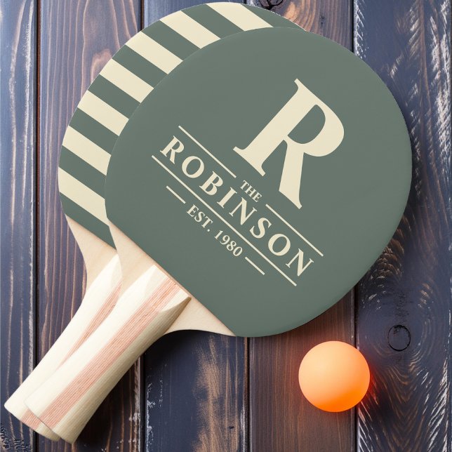 Family Name & Initial Polo Warm Gray Ping Pong Paddle (Creator Uploaded)