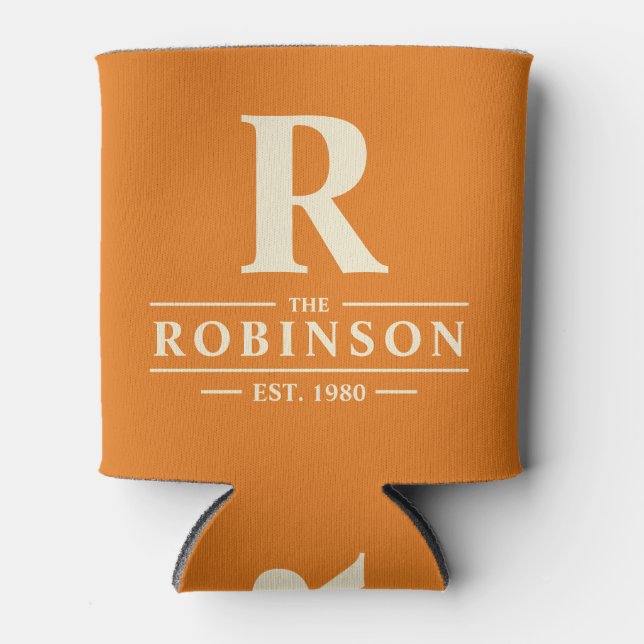 Family Name & Initial Warm Citrus Can Cooler (Front)