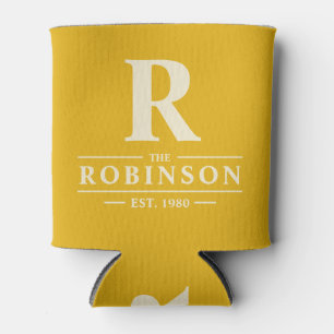 Family Name & Initial Warm Sunflower Can Cooler