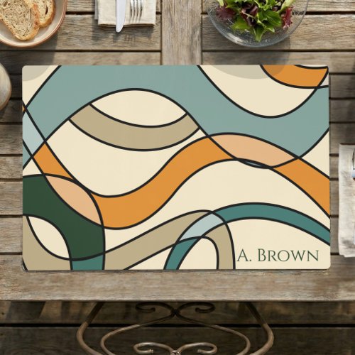 Family Name Japandi Mustard Sage Boho Custom Placemat